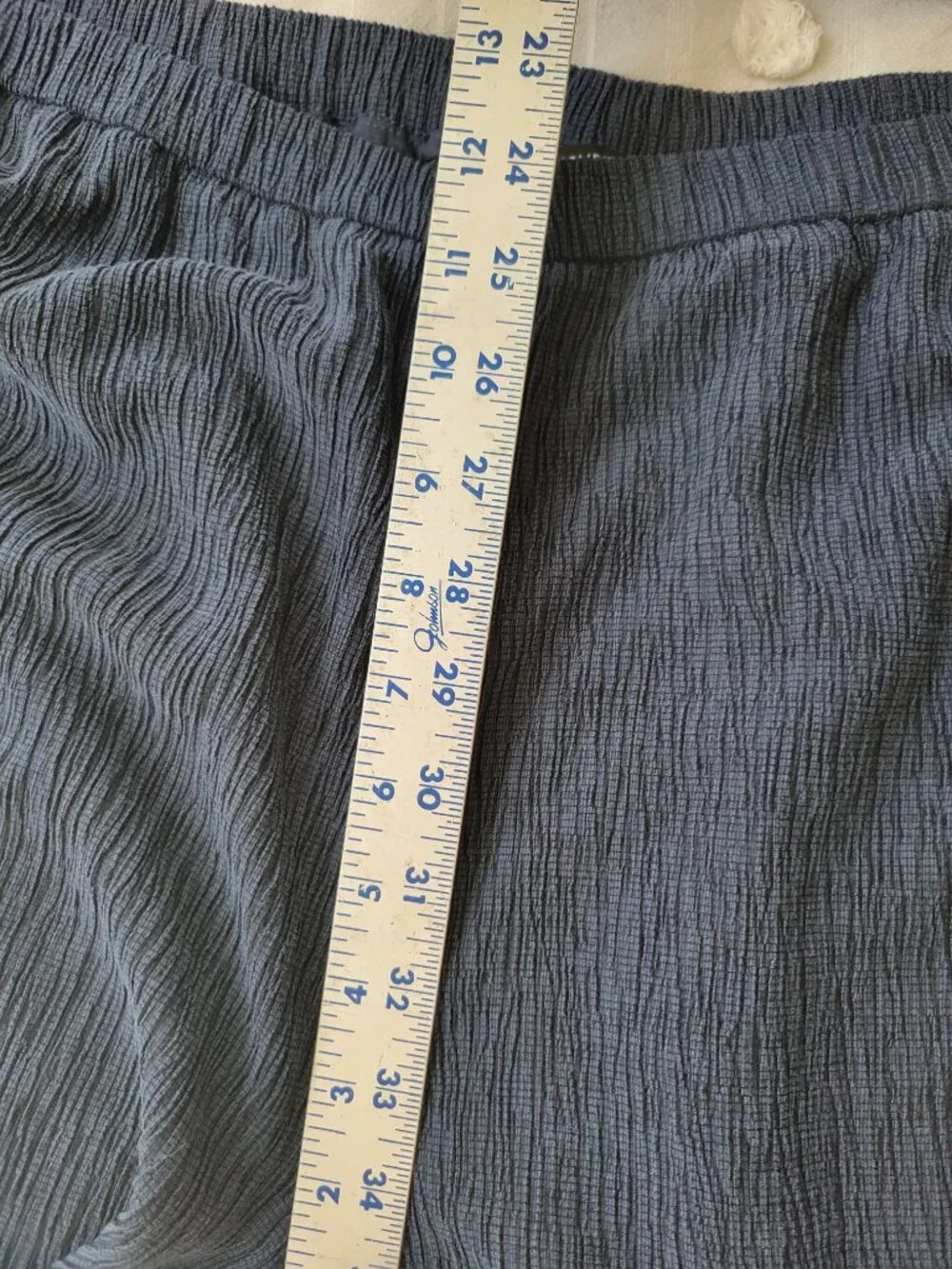 Eileen Fisher Crinkle Crepe Wide Leg Pant + Top Set Slate Blue Lagenlook Sz L - Picture 5 of 11